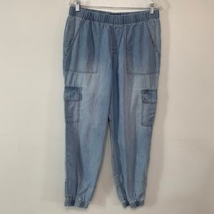 Rewash Chambray Cotton Cargo Jogger Pants Size Large